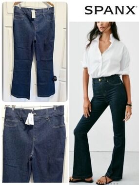NWT SPANX Original EveryWear Flare Jeans Raw Indigo SPANXshape Size 1X NEW